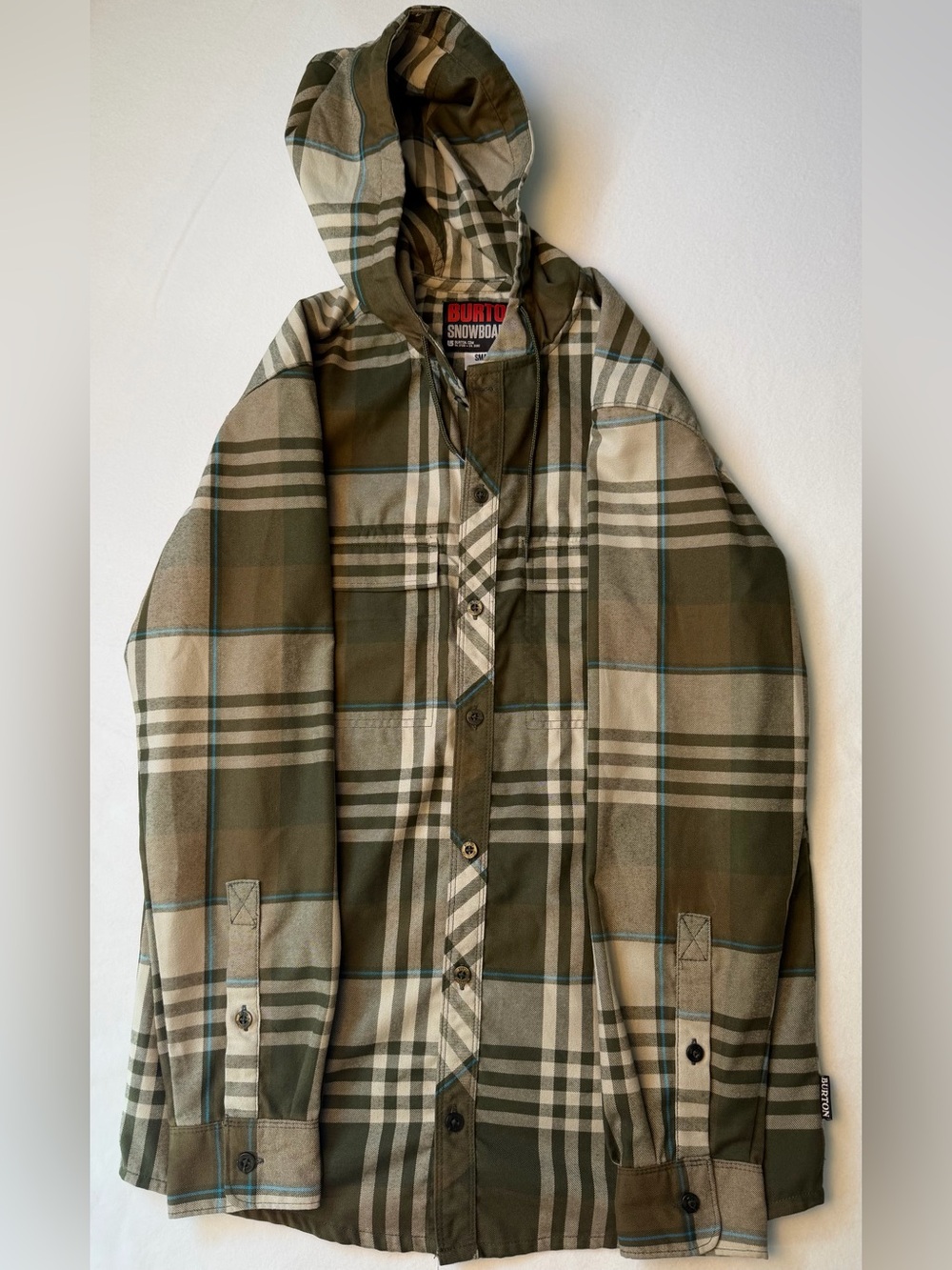 Burton Dryride Olive and Tan Plaid Hooded Jacket